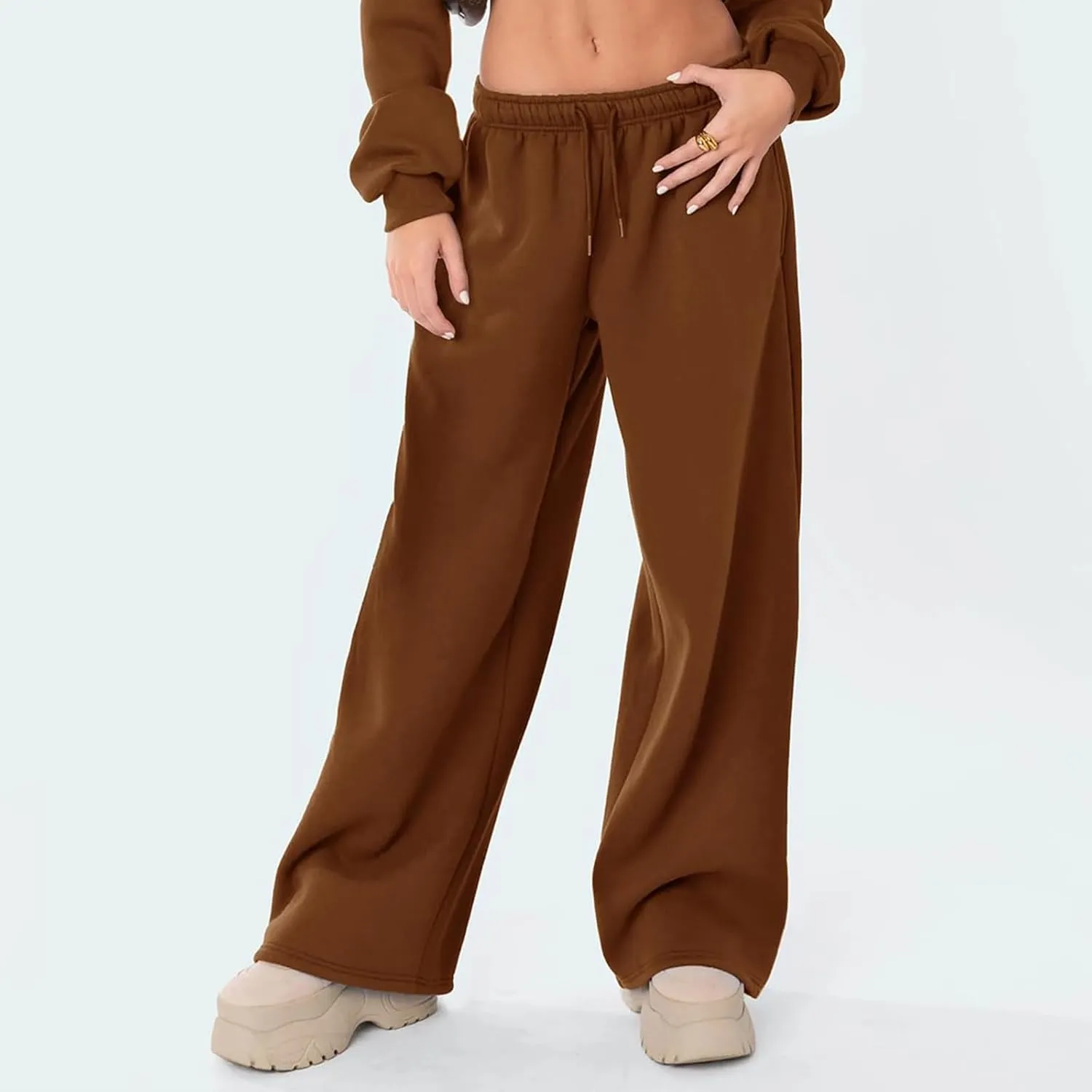 XBTCLXEBCO Womens Wide Leg Sweatpants Elastic High Waist Straight Leg Jogger Pants Teen Girls Baggy Workout Lounge Trousers