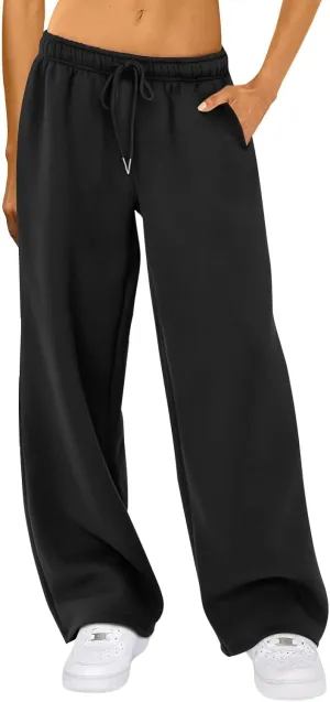 XBTCLXEBCO Womens Wide Leg Sweatpants Elastic High Waist Straight Leg Jogger Pants Teen Girls Baggy Workout Lounge Trousers