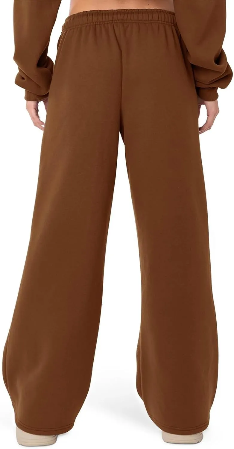 XBTCLXEBCO Womens Wide Leg Sweatpants Elastic High Waist Straight Leg Jogger Pants Teen Girls Baggy Workout Lounge Trousers