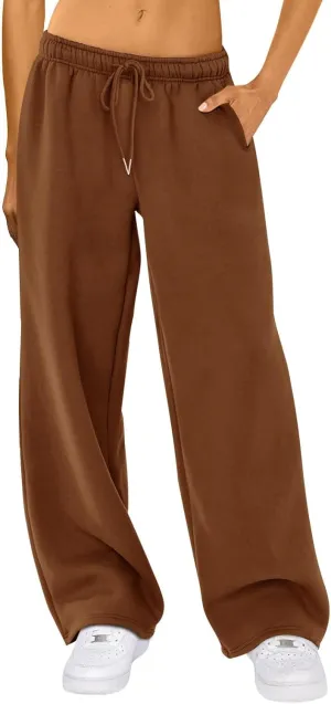 XBTCLXEBCO Womens Wide Leg Sweatpants Elastic High Waist Straight Leg Jogger Pants Teen Girls Baggy Workout Lounge Trousers
