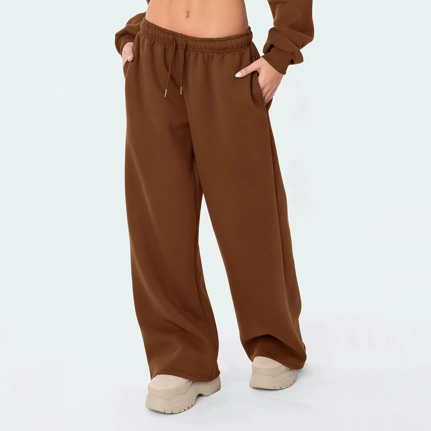 XBTCLXEBCO Womens Wide Leg Sweatpants Elastic High Waist Straight Leg Jogger Pants Teen Girls Baggy Workout Lounge Trousers