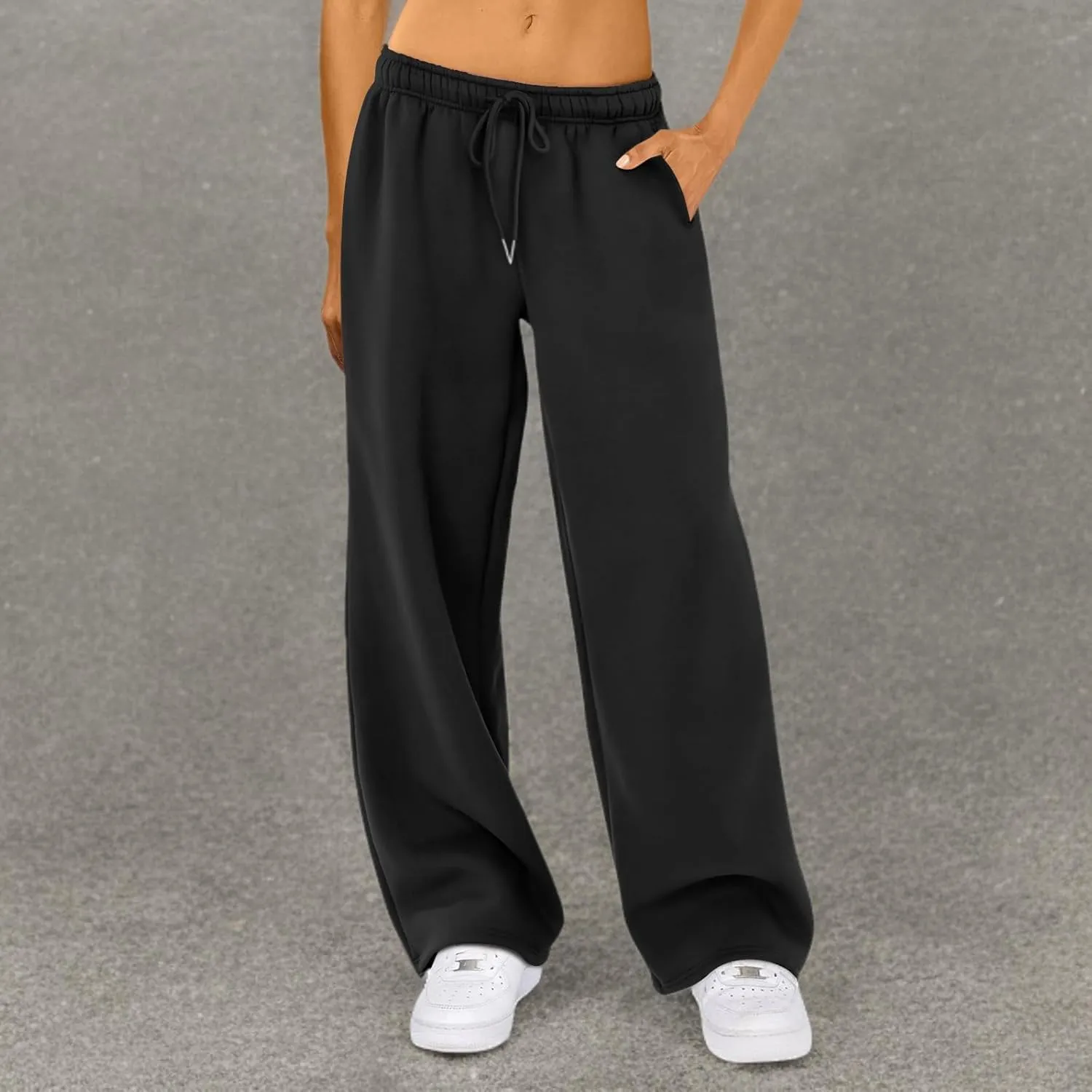 XBTCLXEBCO Womens Wide Leg Sweatpants Elastic High Waist Straight Leg Jogger Pants Teen Girls Baggy Workout Lounge Trousers