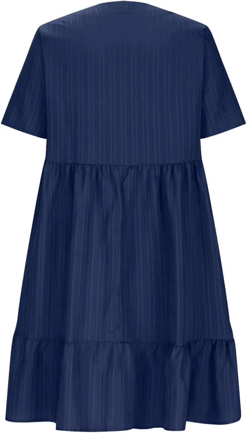 XUNRYAN 2025 Summer Womens Dress V Neck Short Sleeve Mini Dresses Flowy Tiered Ruffle Casual Beach Vacation Sundress Outfit