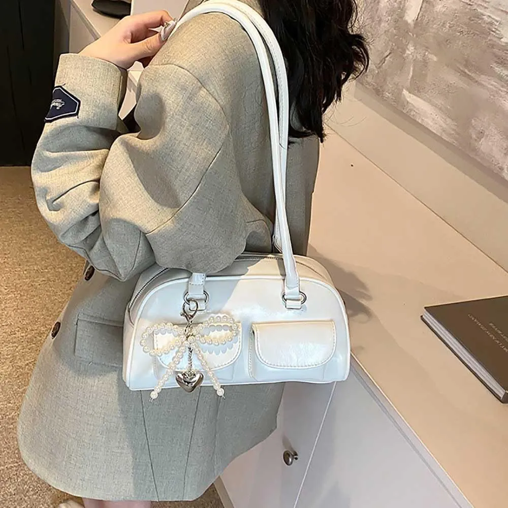 Y2k Shoulder Bag Purse For Women,Japanese Ita Bag Cute Red Shoulder Bag With Pendant,Trendy Coquette Purse Retro Satchel Bag