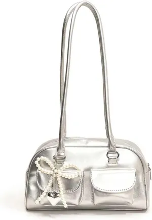 Y2k Shoulder Bag Purse For Women,Japanese Ita Bag Cute Red Shoulder Bag With Pendant,Trendy Coquette Purse Retro Satchel Bag