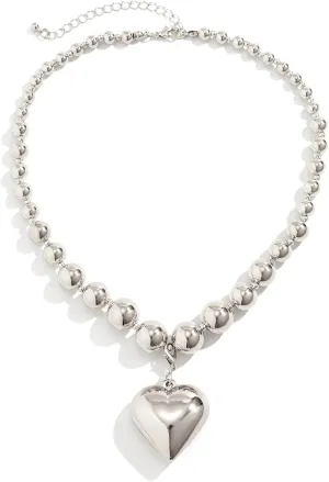 YBMYCM Heart Pendant Choker Necklaces Chunky Golden Bead Choker Necklaces for Women Gifts Jewelry