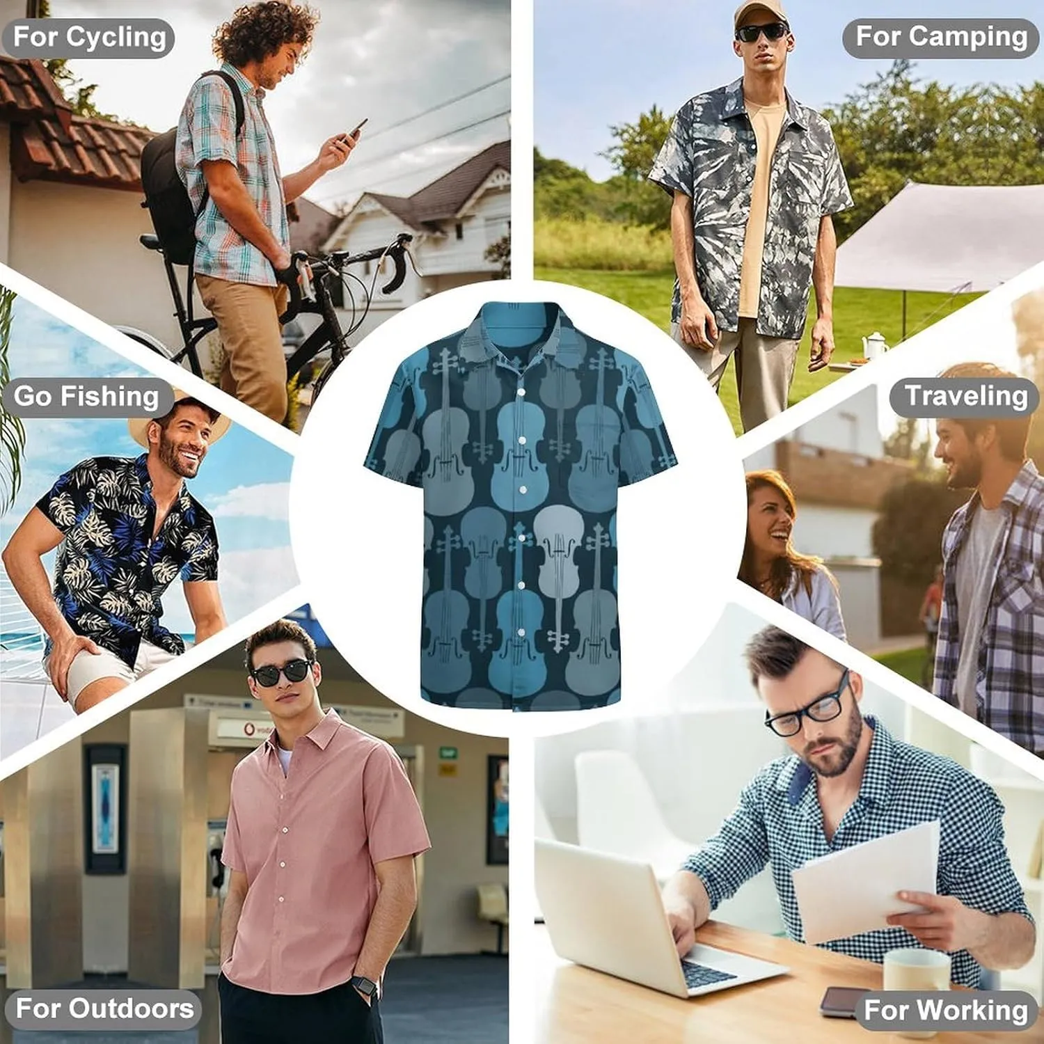 Yellow Sweet Bananas Men's Shirts Hawaiian Casual Printed Button-Down Shirts Fun Short Sleeve Summer Beach Shirts