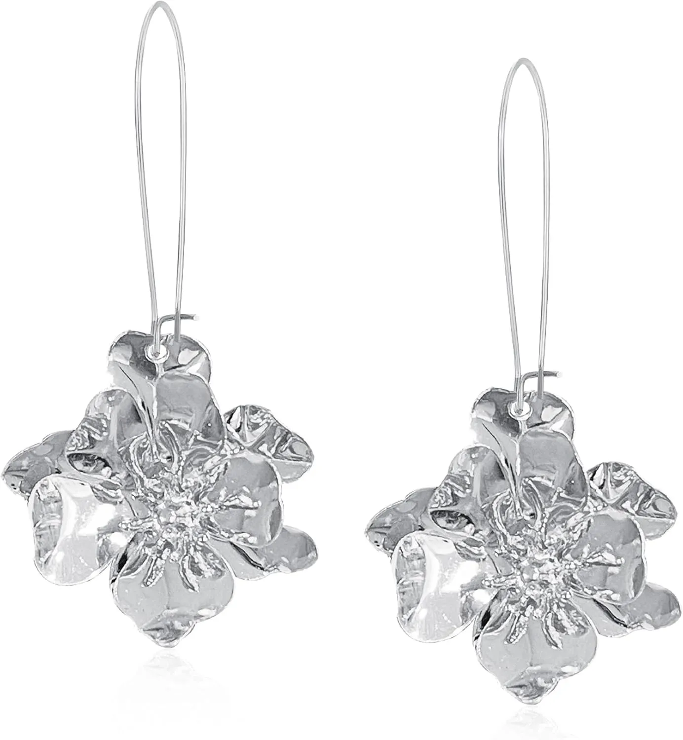 YUNXI Unique Boho Flower Dangle Earrings Exaggerated Layered Floral Petal Drop Dangle Statement Stud Earring for Women Jewelry with Box