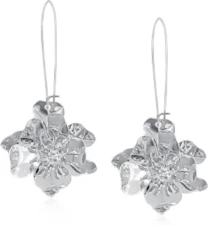 YUNXI Unique Boho Flower Dangle Earrings Exaggerated Layered Floral Petal Drop Dangle Statement Stud Earring for Women Jewelry with Box