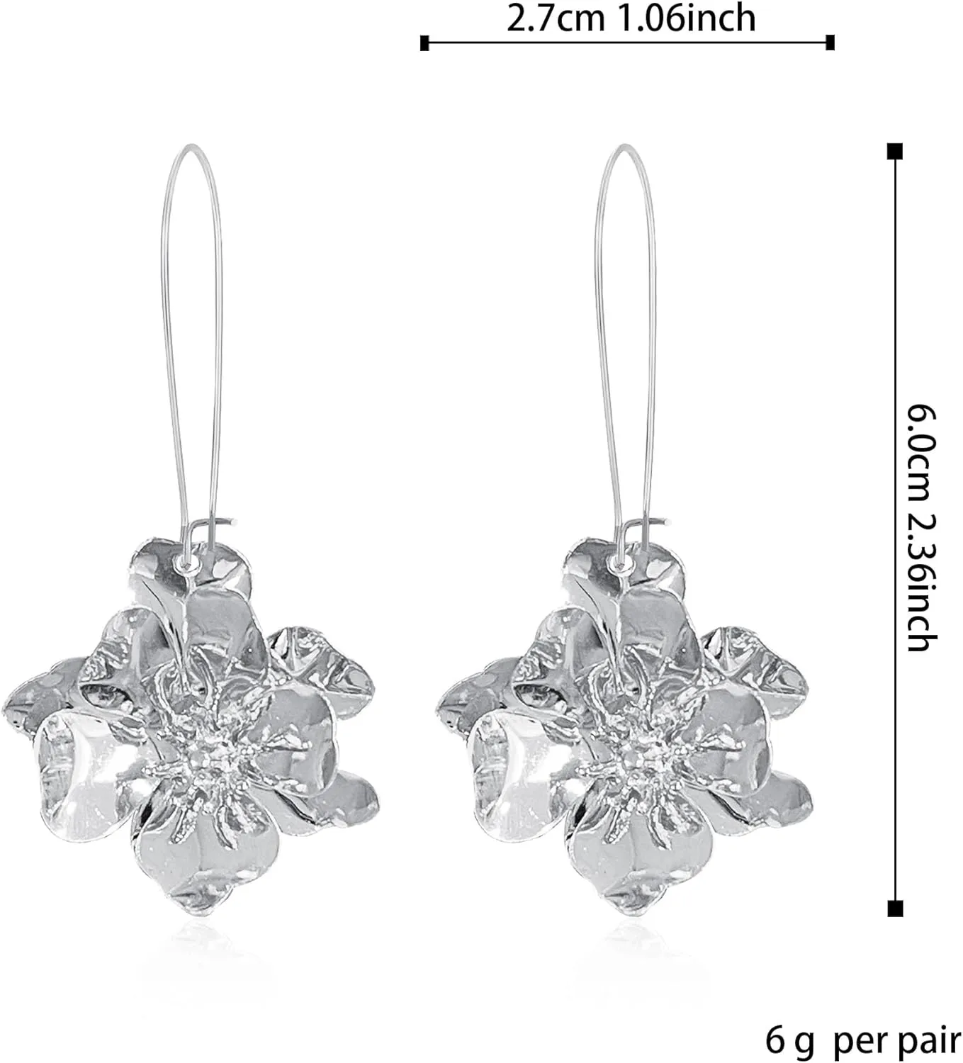 YUNXI Unique Boho Flower Dangle Earrings Exaggerated Layered Floral Petal Drop Dangle Statement Stud Earring for Women Jewelry with Box