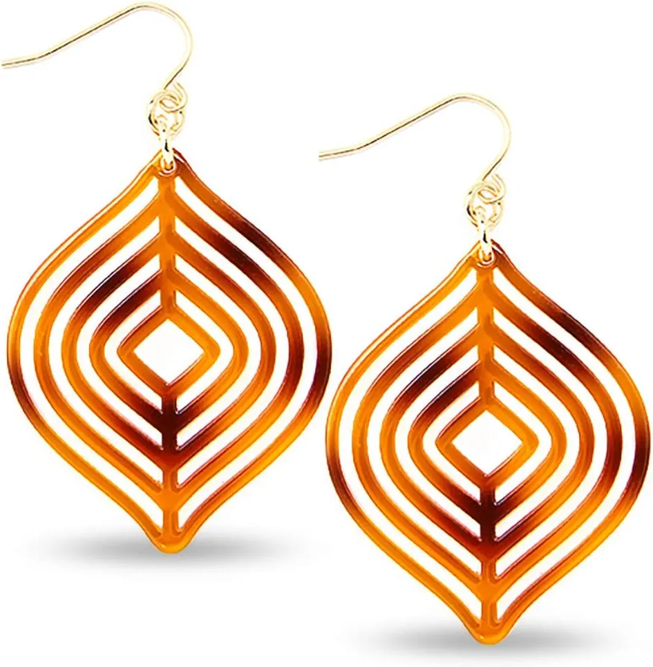 ZENZII Acrylic Earrings Resin Layered Leaf Drop Dangle Earrings with Gold Post fasion gift for Women