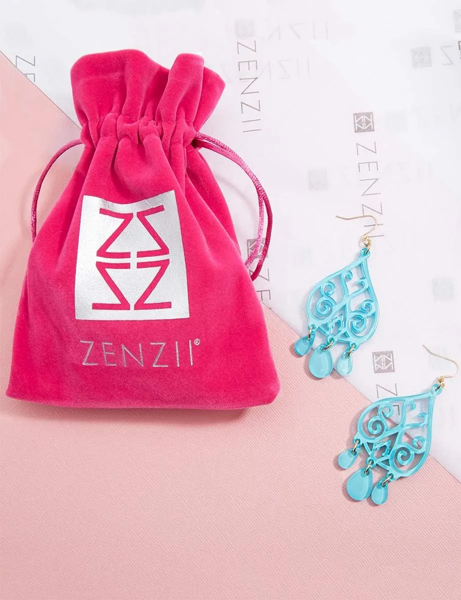 ZENZII Colorful Acrylic Resin Dangle Drop Earrings for Women