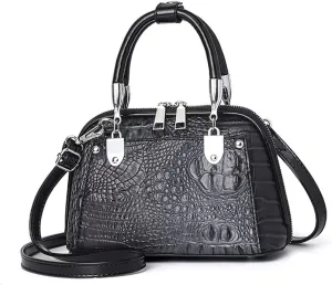 ZiMing Women Handbag Crocodile Embossed Purse Leather Satchel Bag Top Handle Bags Ladies Crossbody Shoulder Bag Medium Tote