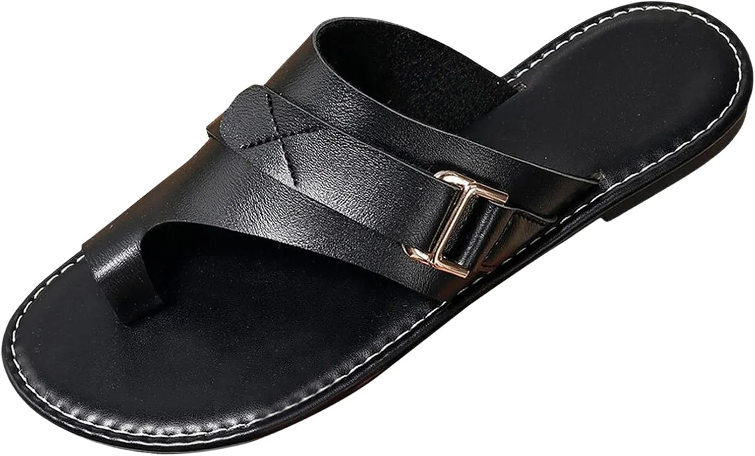 ZWRXW Sandals for Women Leather Thong Sandals Comfortable Orthopedic Sandals Dressy Summer Flip Flops Casual Walking Shoes Non-Slip Slides Flat Sandals